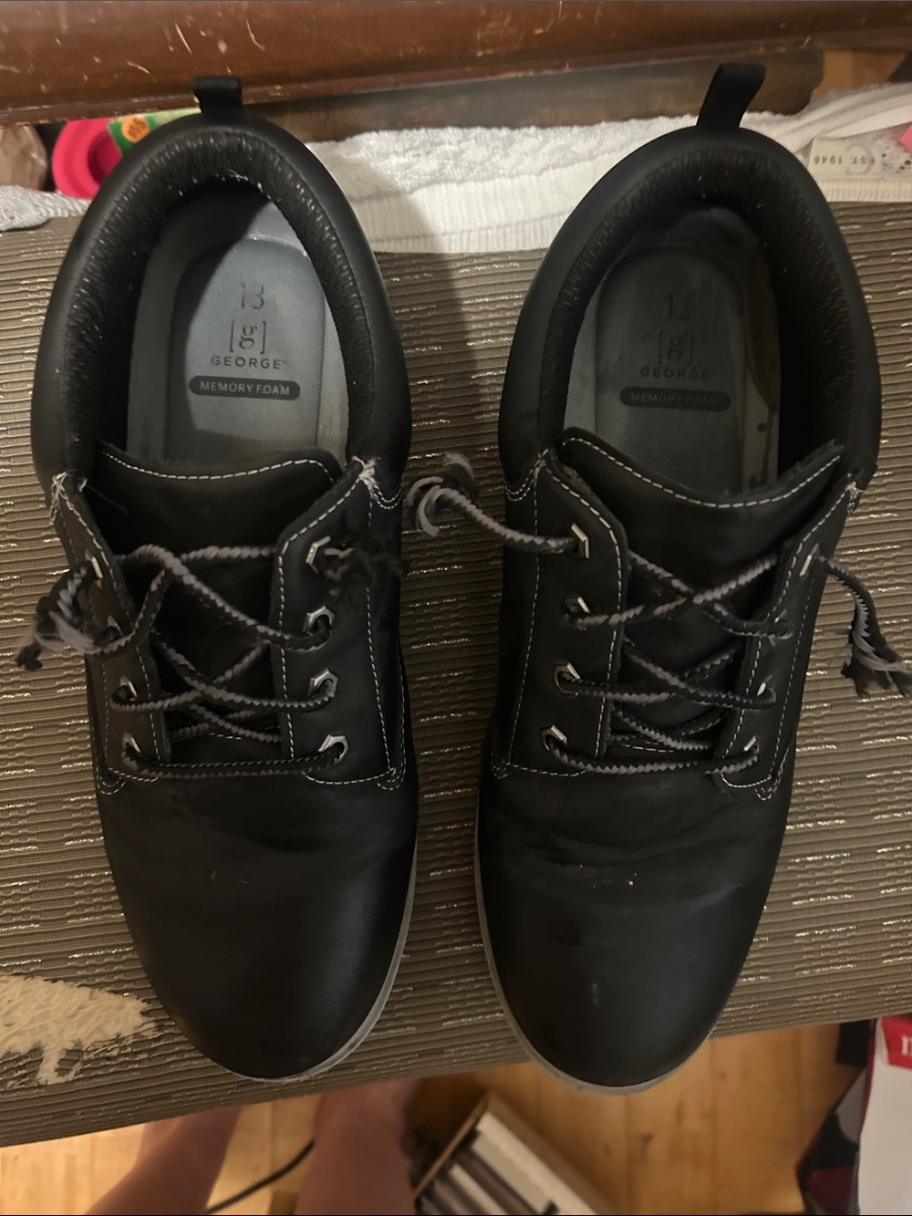 George Men's Black Lace-Up Memory Foam Sneakers